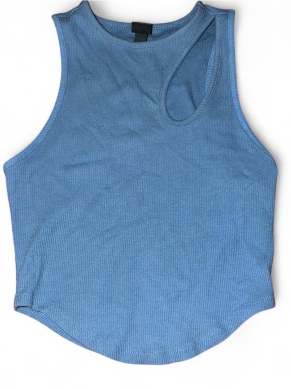 Cotton Ribbed Blue Tank Top